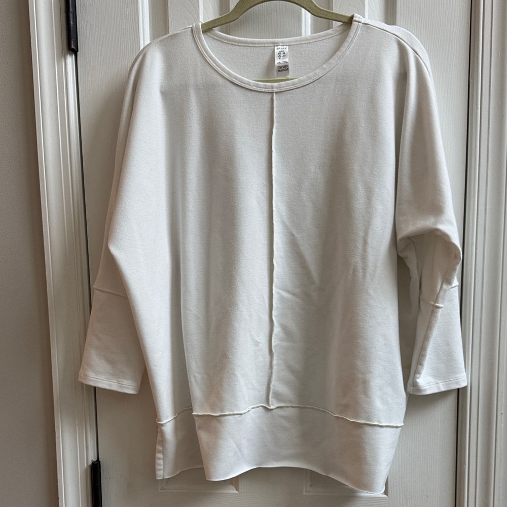 SPANX Classic White Crew Neck Sweatshirt-style Top